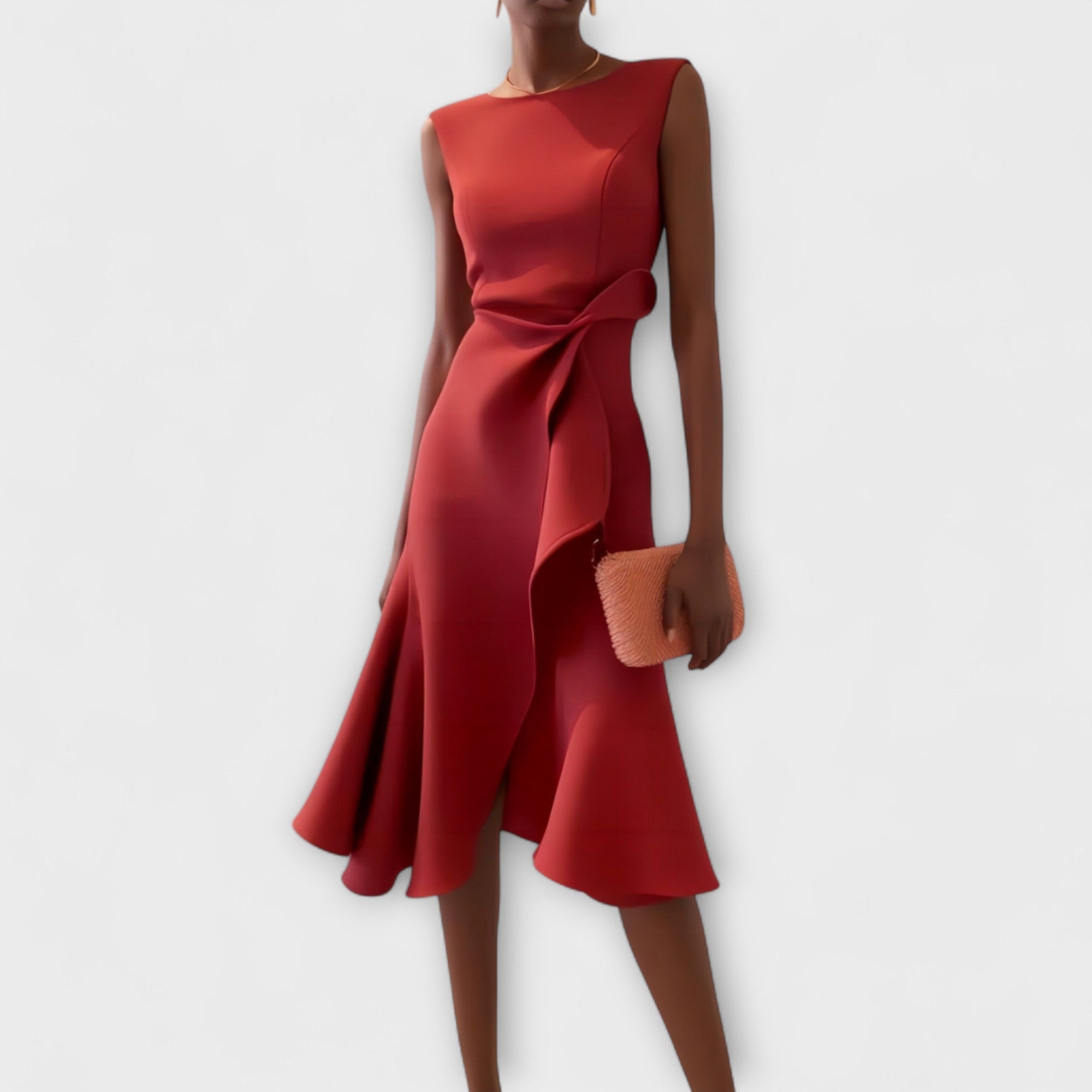 Women’s Sleeveless Midi Dress Asymmetric Draped Evening Style