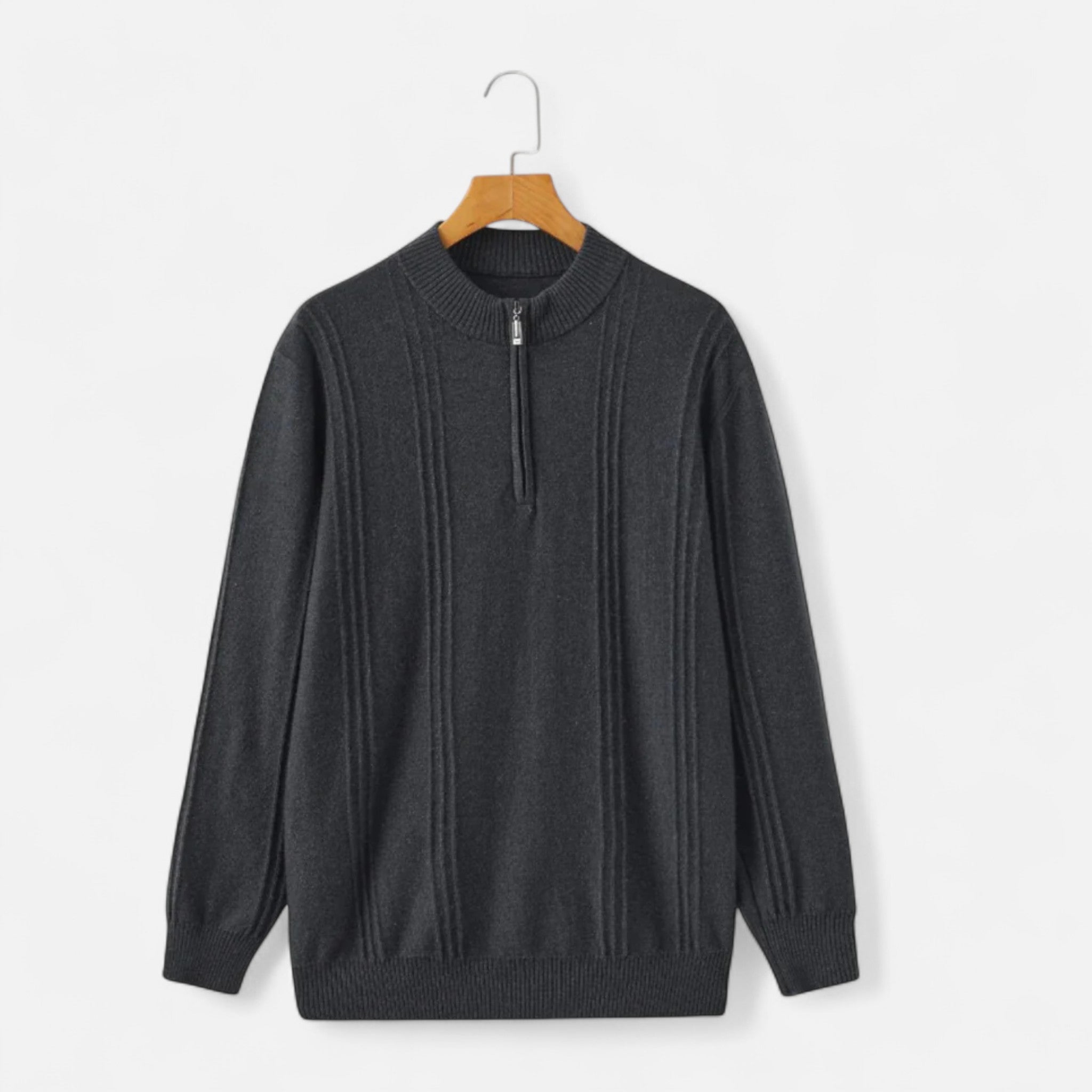 Valmonti | Men’s Sweater – Ribbed Half-Zip Elegance