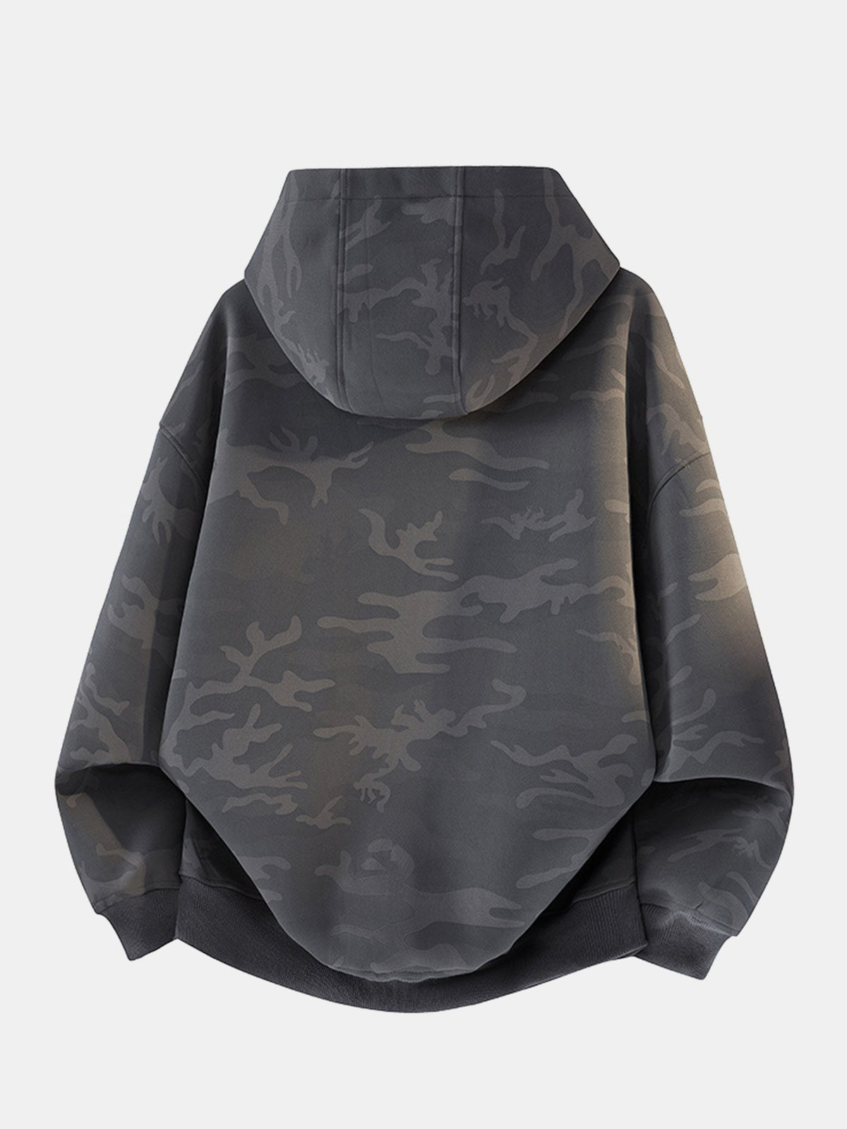 Heren hoodie met print en ritssluiting, met relaxte pasvorm - streetwearlaag met verlaagde schoudernaden voor casual dagen en weekenduitjes