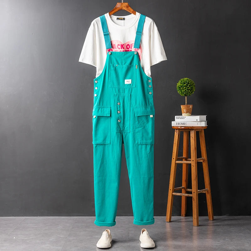Men’s Utility Cargo Bib Overalls – Multi-Pocket Workwear for Casual Everyday Wear