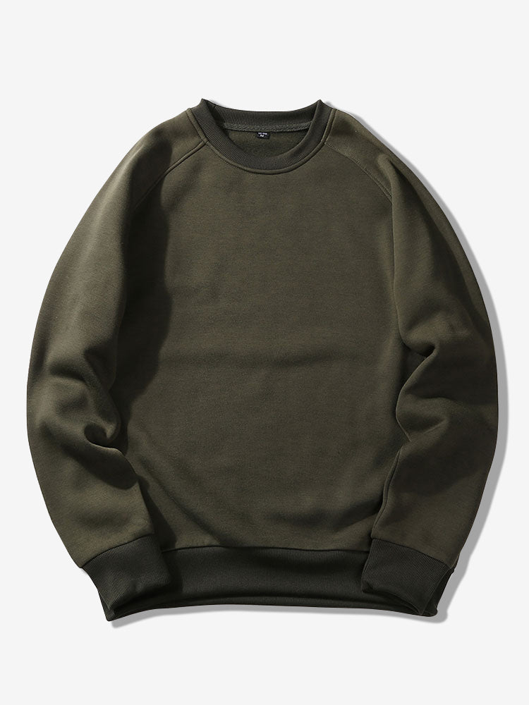 Enkel, ensfarvet sweatshirt til mænd med rund hals og raglanærmer – afslappet, langærmet fritidstrøje til hverdagsbrug
