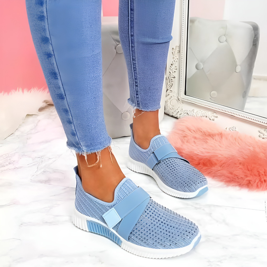 Dámské pletené slip-on tenisky s elastickým páskem, lehké a pohodlné boty
