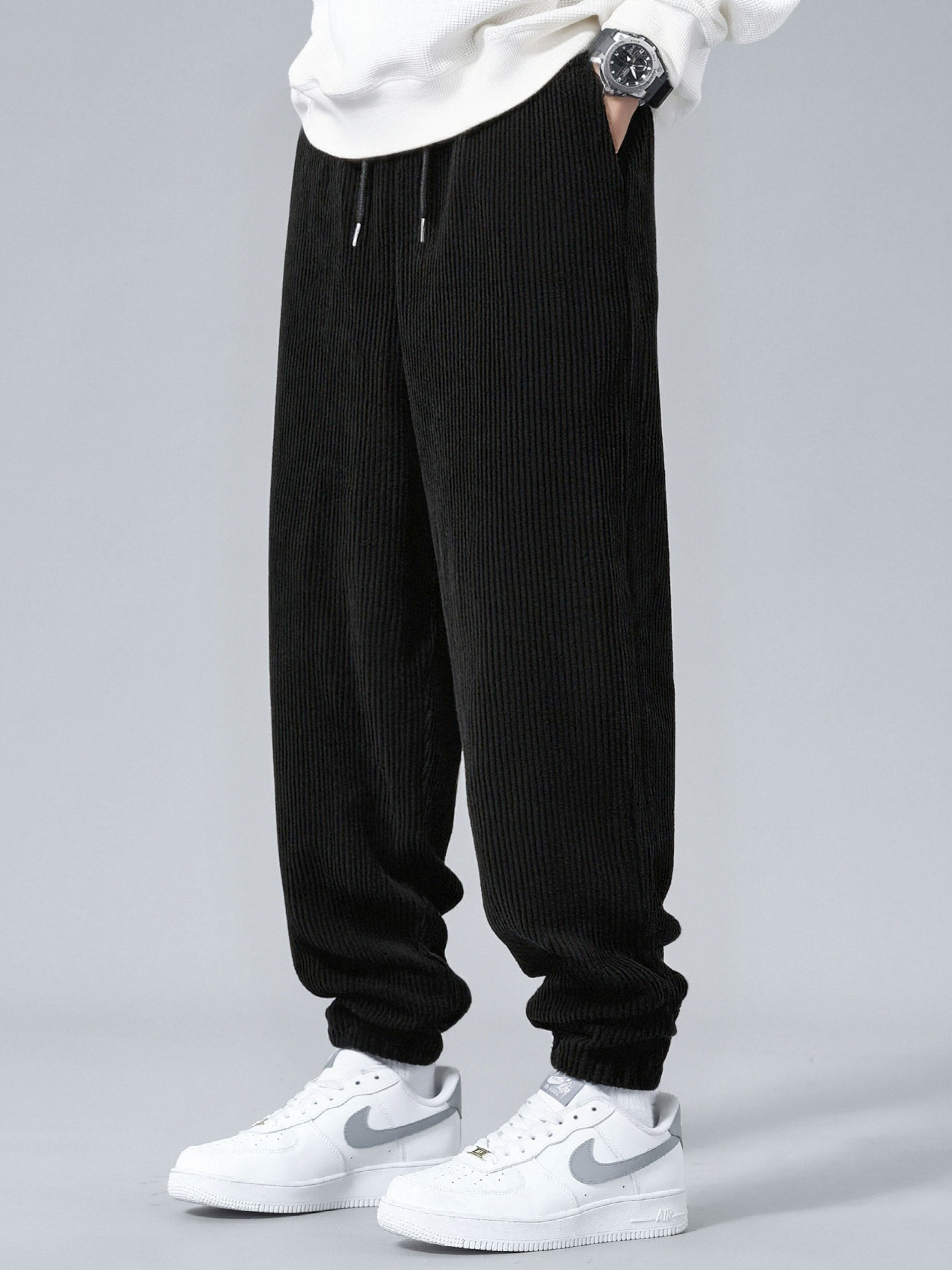 Men’s Corduroy Zip Tracksuit – Relaxed Hoodie and Joggers for Autumn Streetwear