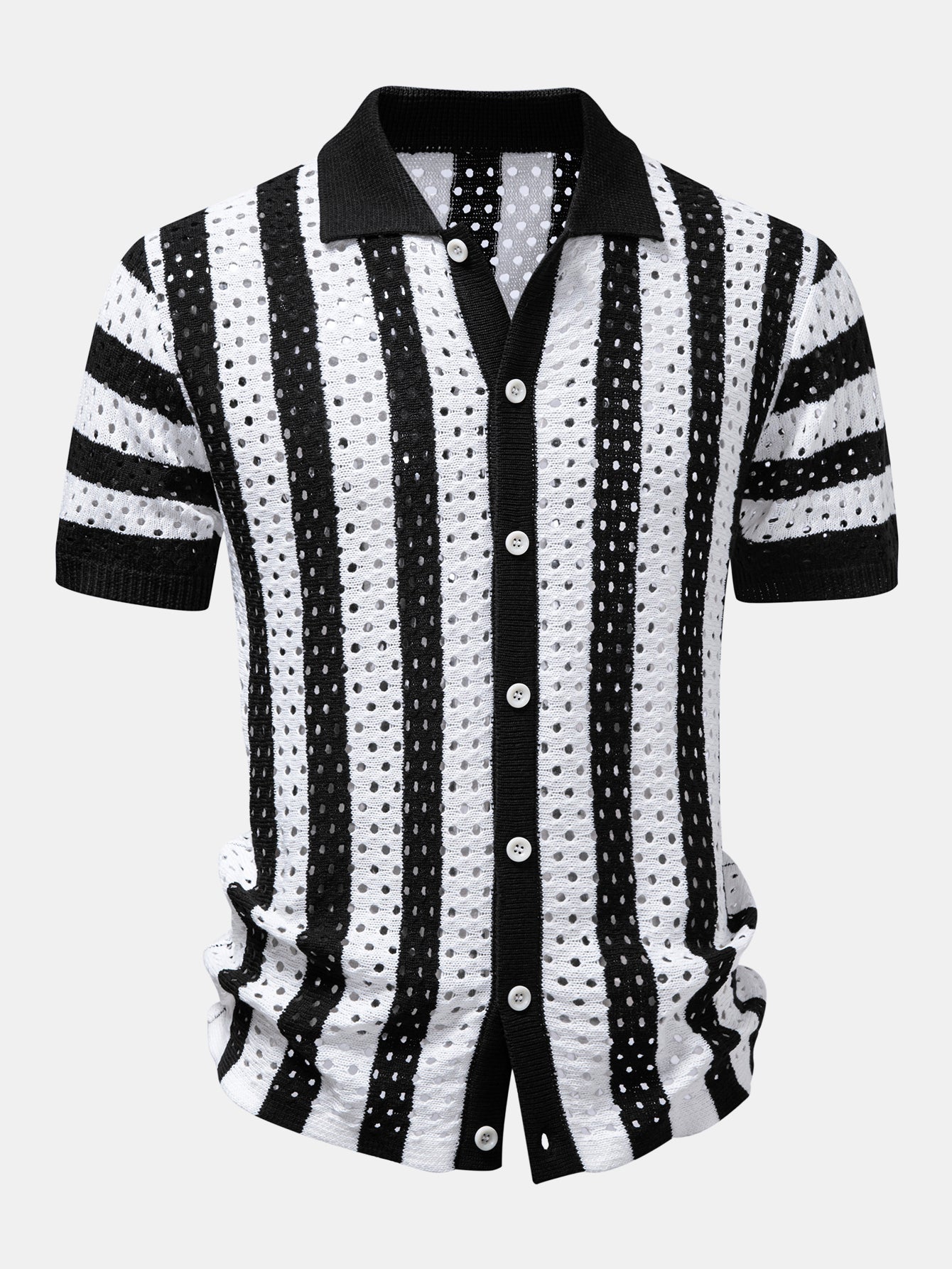Men’s Open-Knit Shirt and Linen Blend Trousers Set – Summer Resort Co-Ord