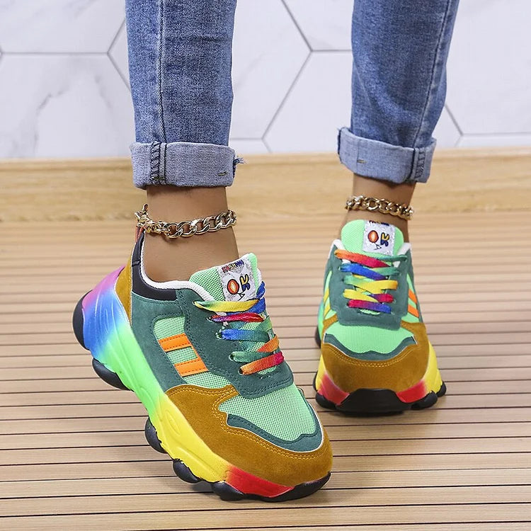 Damskie ortopedyczne trampki z nadrukiem, amortyzowane codzienne sneakersy
