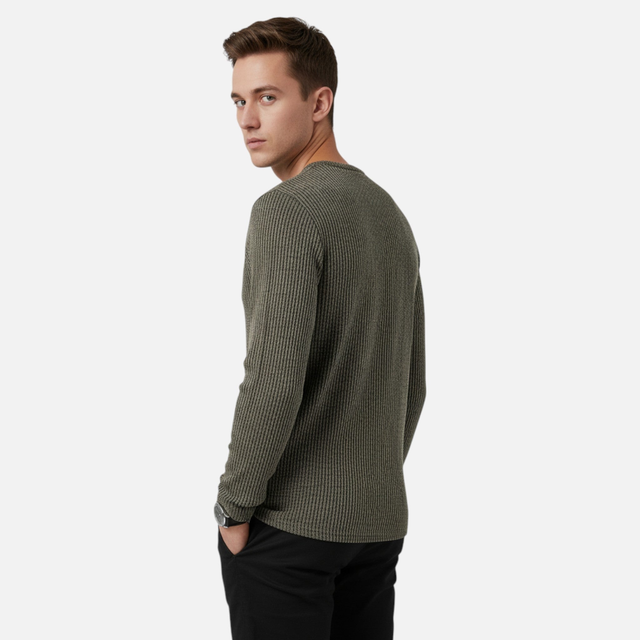 Valmonti | Men’s Cable-Knit Henley Sweater