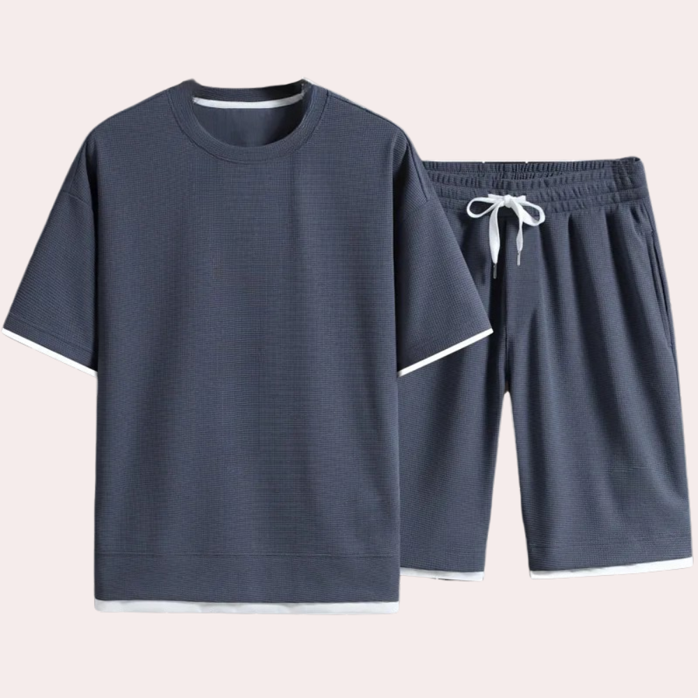Set de relaxare bărbați din două piese Tricou minimalist și pantaloni scurți