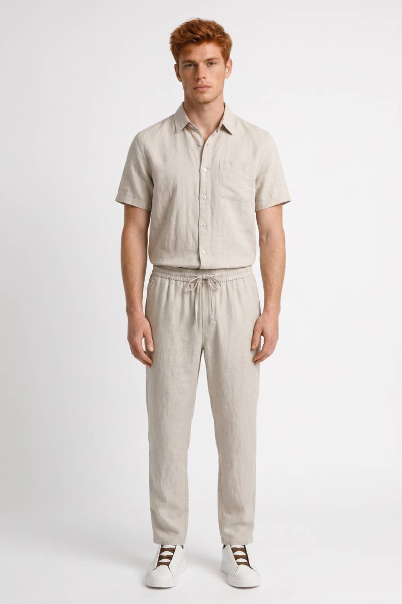 Men’s Linen Co-Ord Set Short Sleeve Resort Outfit