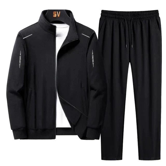 Muški trenirka komplet s jaknom na patentni zatvarač – redovit kroj za proljeće i jesen