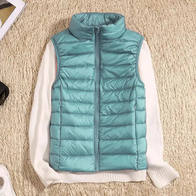 Gilet imbottito leggero da donna - Gilet trapuntato con collo alto per creare look a strati in autunno