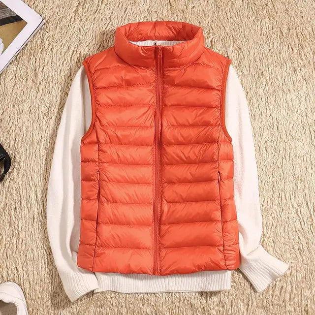 Gilet imbottito leggero da donna - Gilet trapuntato con collo alto per creare look a strati in autunno
