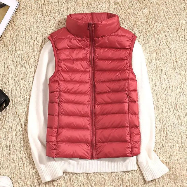 Gilet imbottito leggero da donna - Gilet trapuntato con collo alto per creare look a strati in autunno