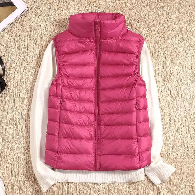 Gilet imbottito leggero da donna - Gilet trapuntato con collo alto per creare look a strati in autunno