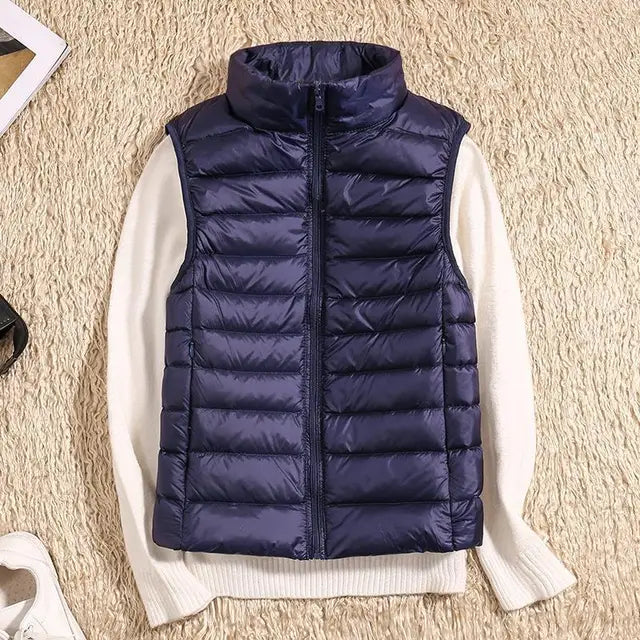Gilet imbottito leggero da donna - Gilet trapuntato con collo alto per creare look a strati in autunno