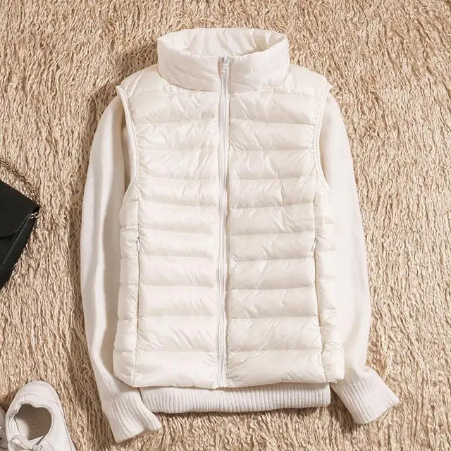 Gilet imbottito leggero da donna - Gilet trapuntato con collo alto per creare look a strati in autunno