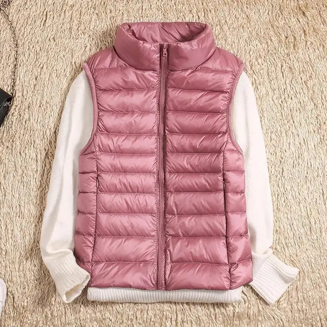 Gilet imbottito leggero da donna - Gilet trapuntato con collo alto per creare look a strati in autunno