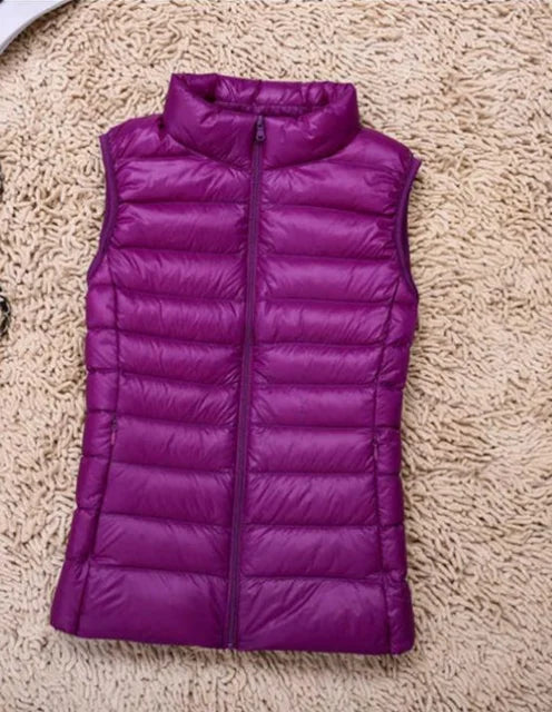 Gilet imbottito leggero da donna - Gilet trapuntato con collo alto per creare look a strati in autunno