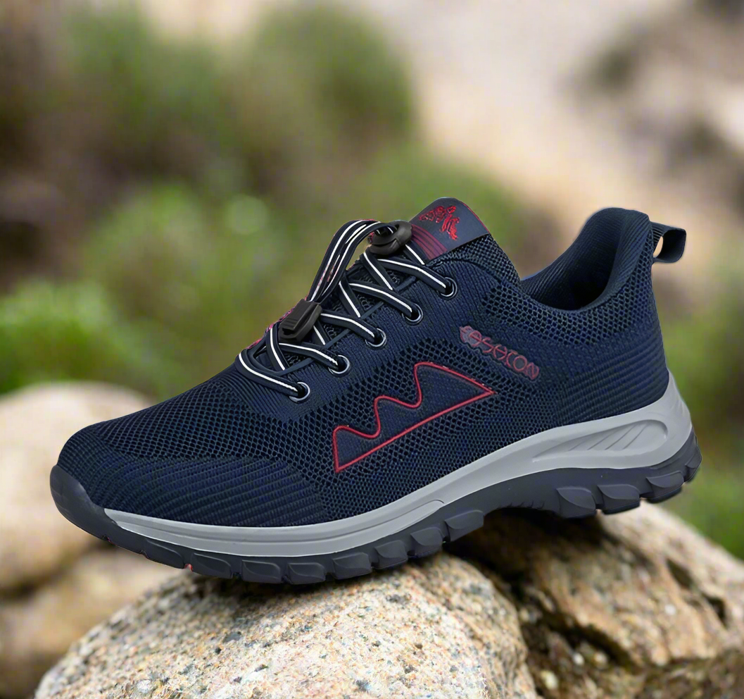 Męskie lekkie niskie buty trekkingowe - przewiewne buty outdoorowe z szybkim sznurowaniem i wytrzymałą podeszwą o dobrej przyczepności na szlaki, spacery, podróże, biwakowanie i codzienne przygody