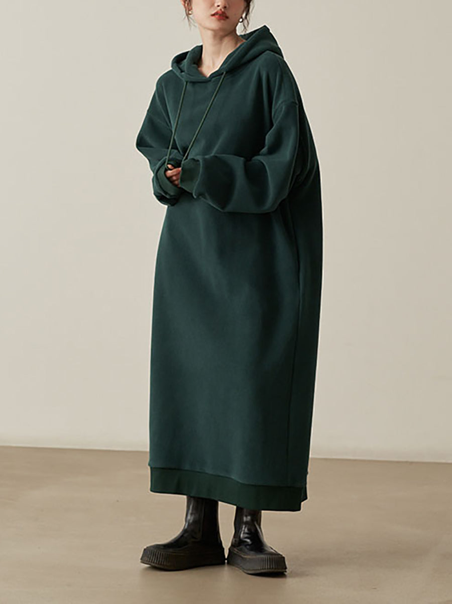 Women's Oversized Hooded Sweatshirt Maxi Dress with Adjustable Drawstrings and Long Raglan Sleeves – Soft Fleece Relaxed Fit Casual Hoodie Dress for Cosy Autumn and Winter Everyday Wear