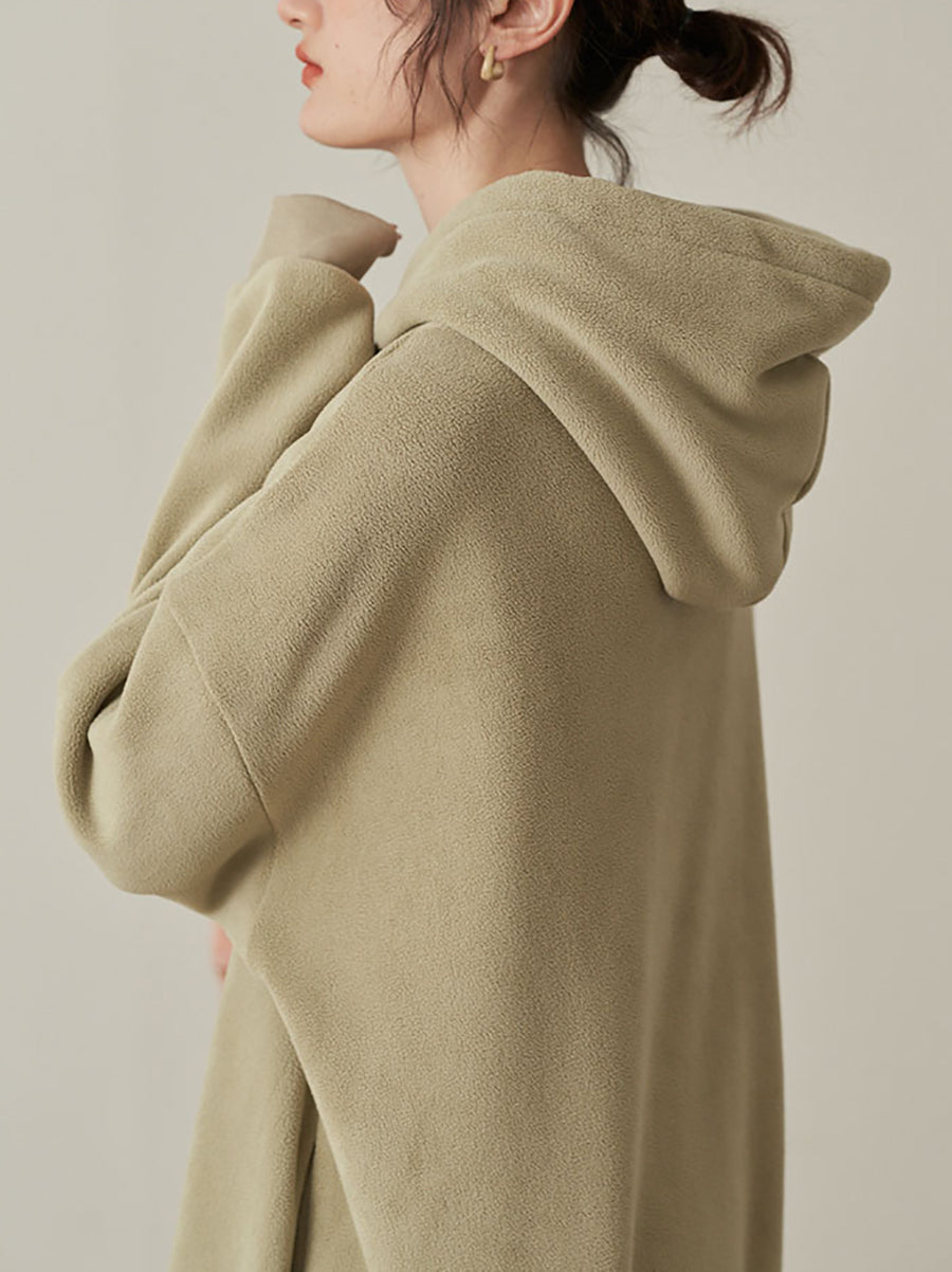 Women's Oversized Hooded Sweatshirt Maxi Dress with Adjustable Drawstrings and Long Raglan Sleeves – Soft Fleece Relaxed Fit Casual Hoodie Dress for Cosy Autumn and Winter Everyday Wear