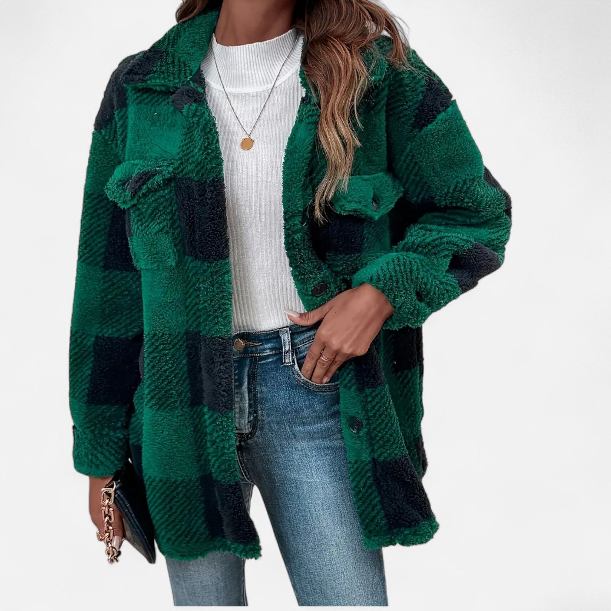 Valmonti | Women’s Checkered Plush Winter Jacket