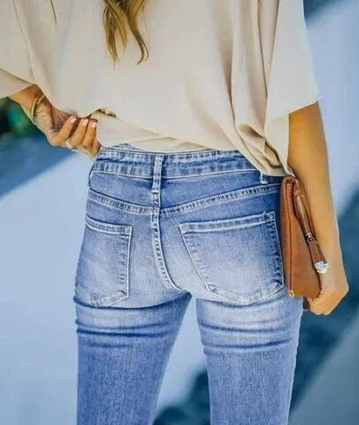 Pantalones de mezclilla elásticos para mujer – Ajuste delgado flexible, cómodos, para uso diario, modernos, casuales y elegantes