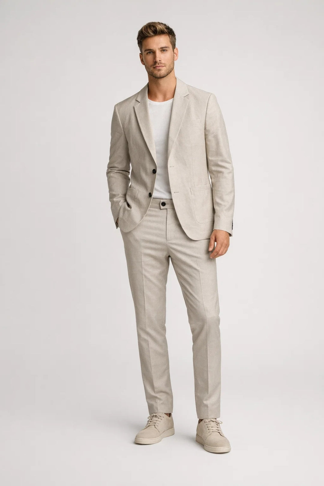 Ανδρικό Κοστούμι Slim Fit με Σακάκι και Παντελόνι Tailored Smart