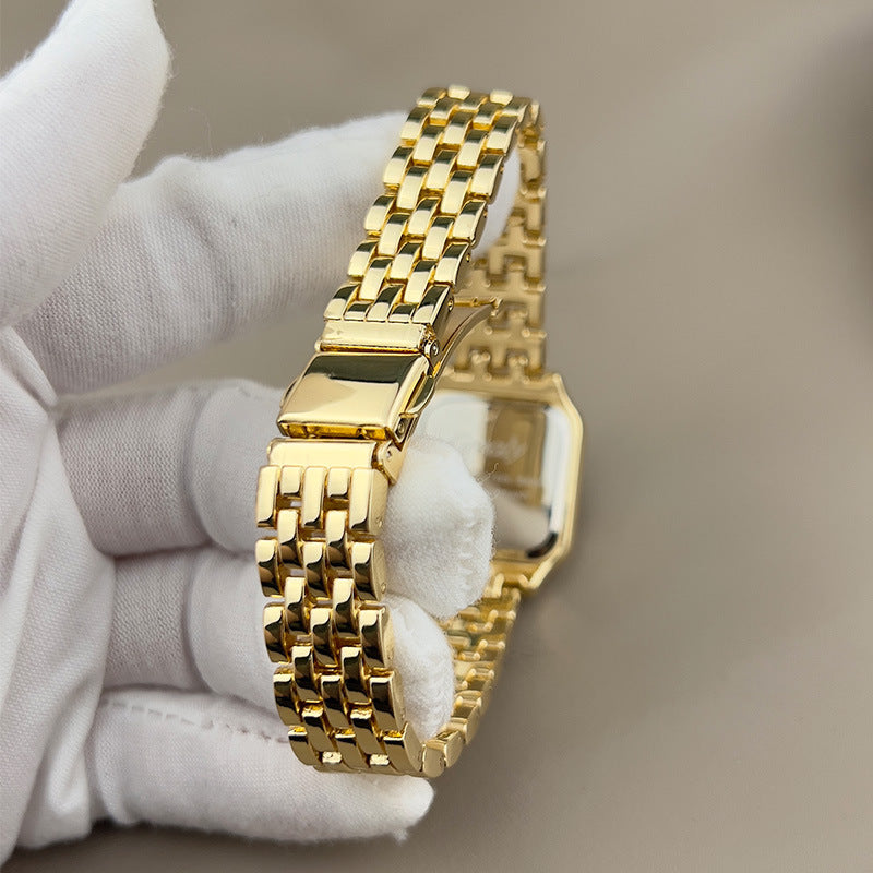 Women’s Square-Dial Quartz Watch – Adjustable Alloy Bracelet with Folding Clasp and Band Shortener for Everyday Smart Office and Occasion Wear