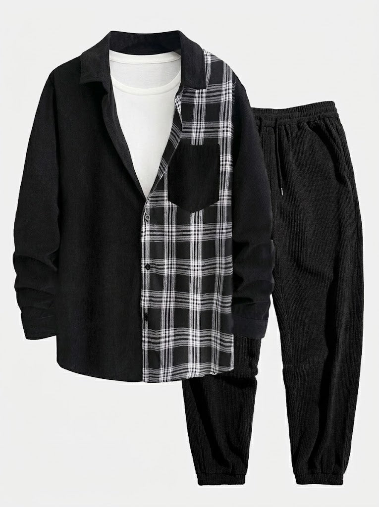 Men’s Corduroy Button Shirt with Jogger Trousers – Relaxed Autumn Co-Ord