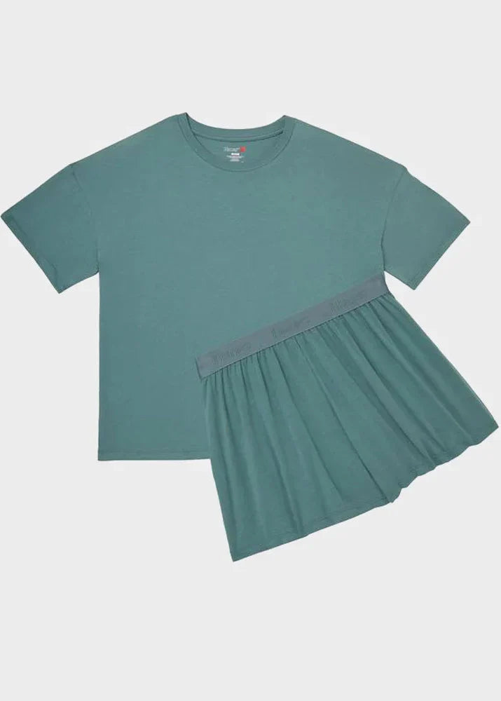 Tweedelige loungewearset voor dames van een zachte modalblend - oversized T-shirt met korte mouwen en shorts met elastische taille voor ontspannen thuis- en nachtkleding