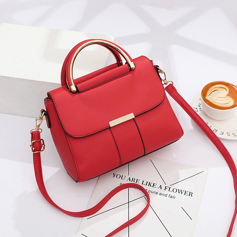 Women’s Structured Handbag Metal Handle Shoulder Strap