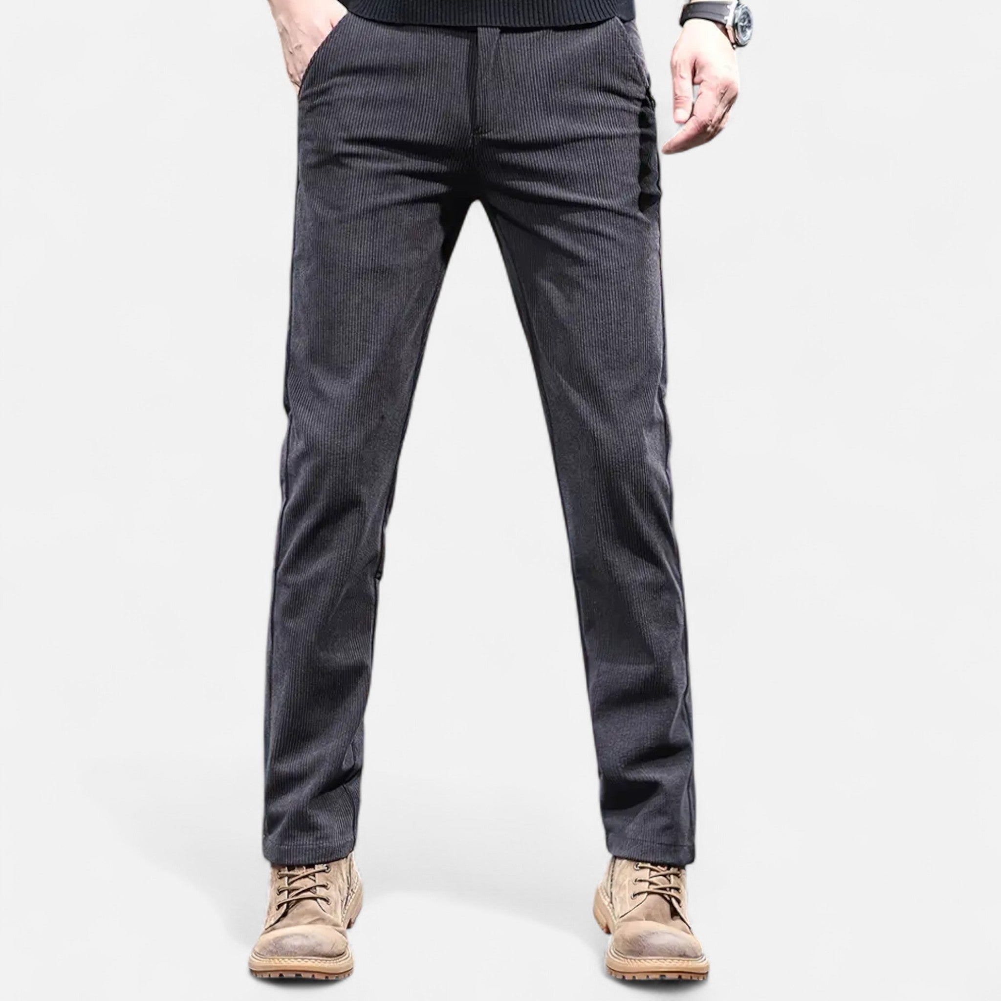 Valmonti | Men’s Chenille Straight-Leg Trousers