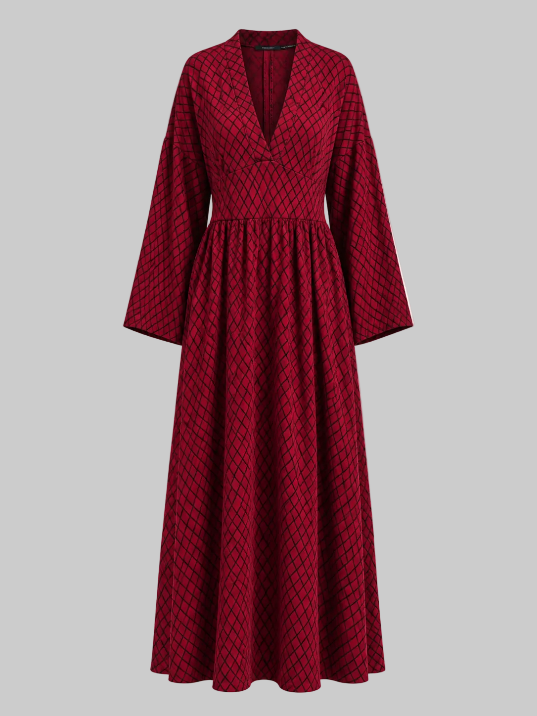 Women’s Flowing Bell Sleeve Maxi Dress – Tailored V-Neck Style for Ceremonies and Elegant Days