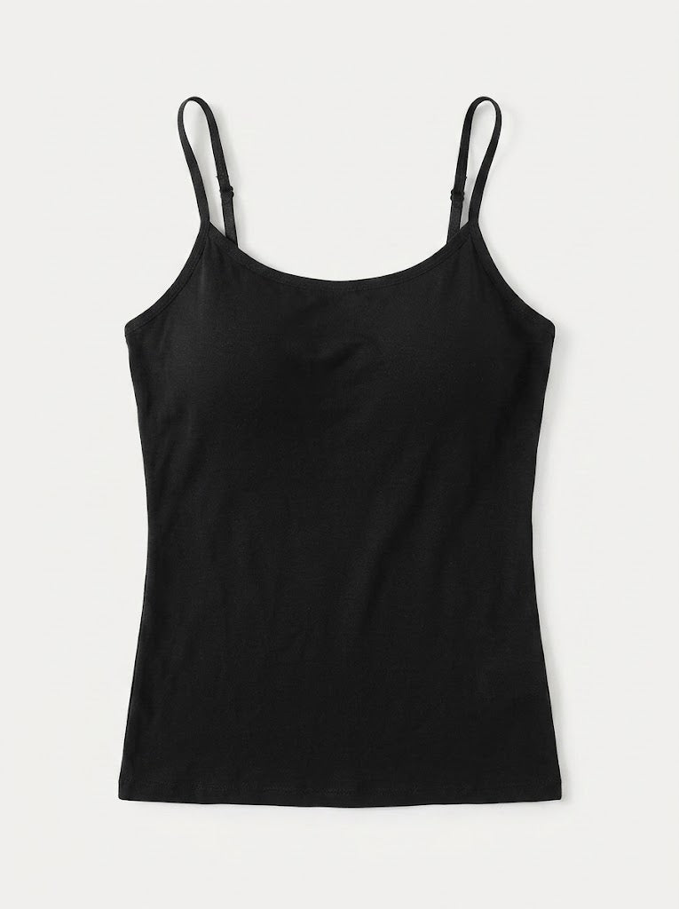 Camisola de mulher com soutien incorporado – Camada de alças finas com suporte para o dia a dia