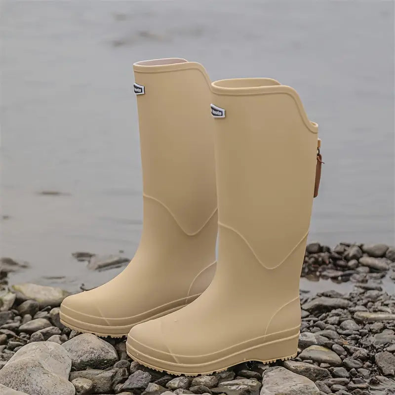 Botas Wellington altas de mujer con cañas contorneadas – Calzado de exterior fácil de poner para el campo y el jardín