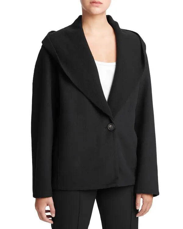 Relaxte blazer voor dames met één knoop en oversized gedrapeerde revers – Elegante korte getailleerde jas voor smart casual en kantoor