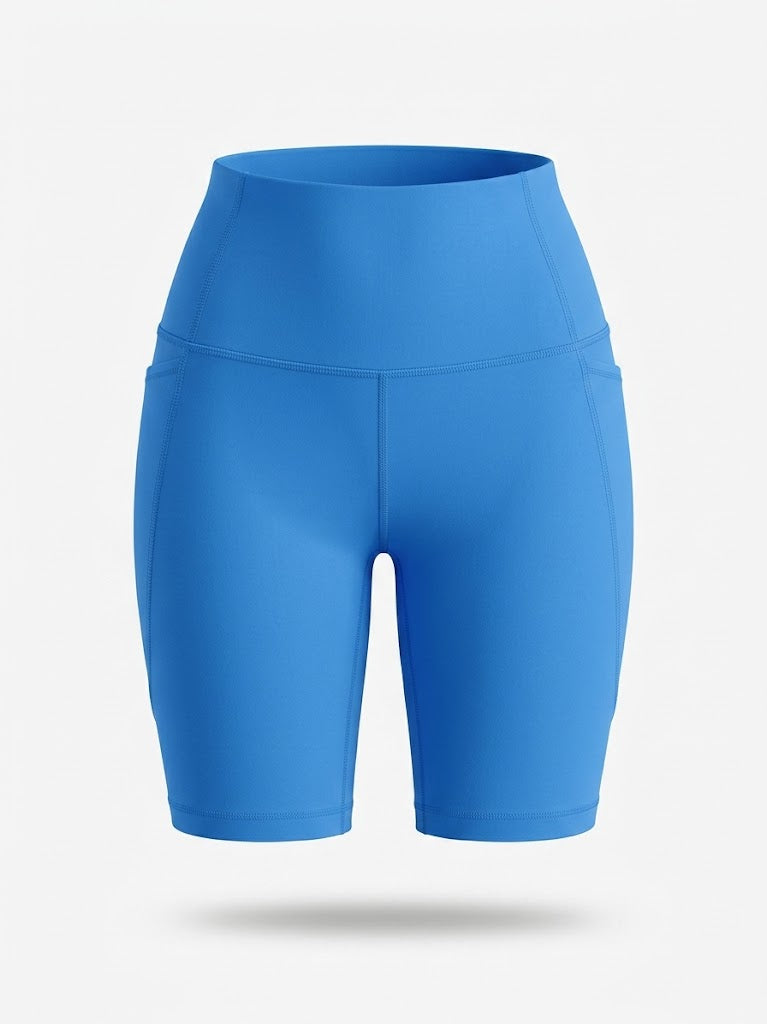 Cykelshorts til kvinder med høj talje – elastisk activewear med lommer til træning og løb