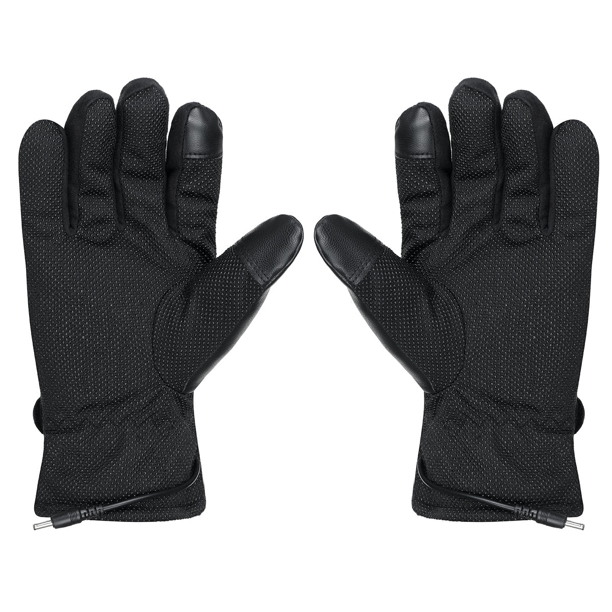 Men’s USB Heated Winter Motorcycle Gloves – Waterproof Touchscreen PU-Leather Thermal Riding Gloves with Adjustable Wrist Straps