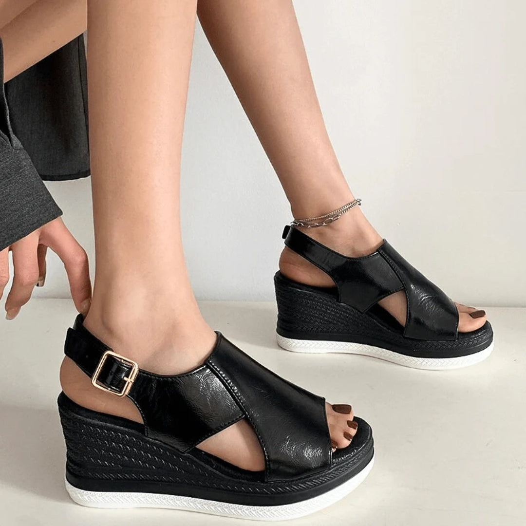 Metallic platform-kilesandaler til kvinder – slingback-sko til sommerbrug