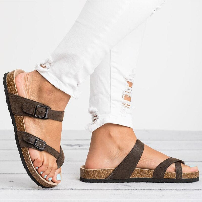 Women’s Cork Footbed Sandals Adjustable Buckle Summer Comfort