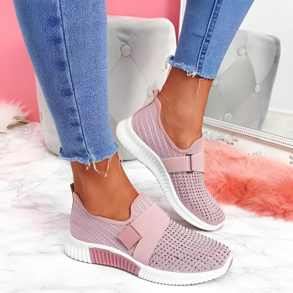 Dámské pletené slip-on tenisky s elastickým páskem, lehké a pohodlné boty