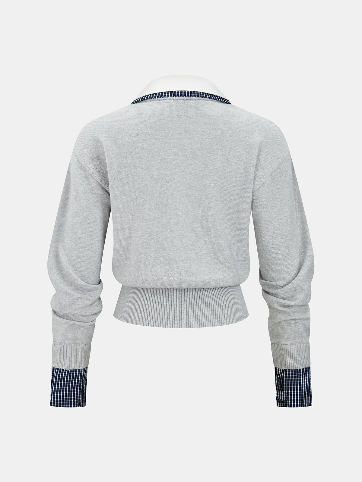 Cardigan tricotat fin și scurt pentru femei, cu guler de cămașă contrastant și închidere cu nasturi în față - strat elegant smart casual pentru ținute de birou