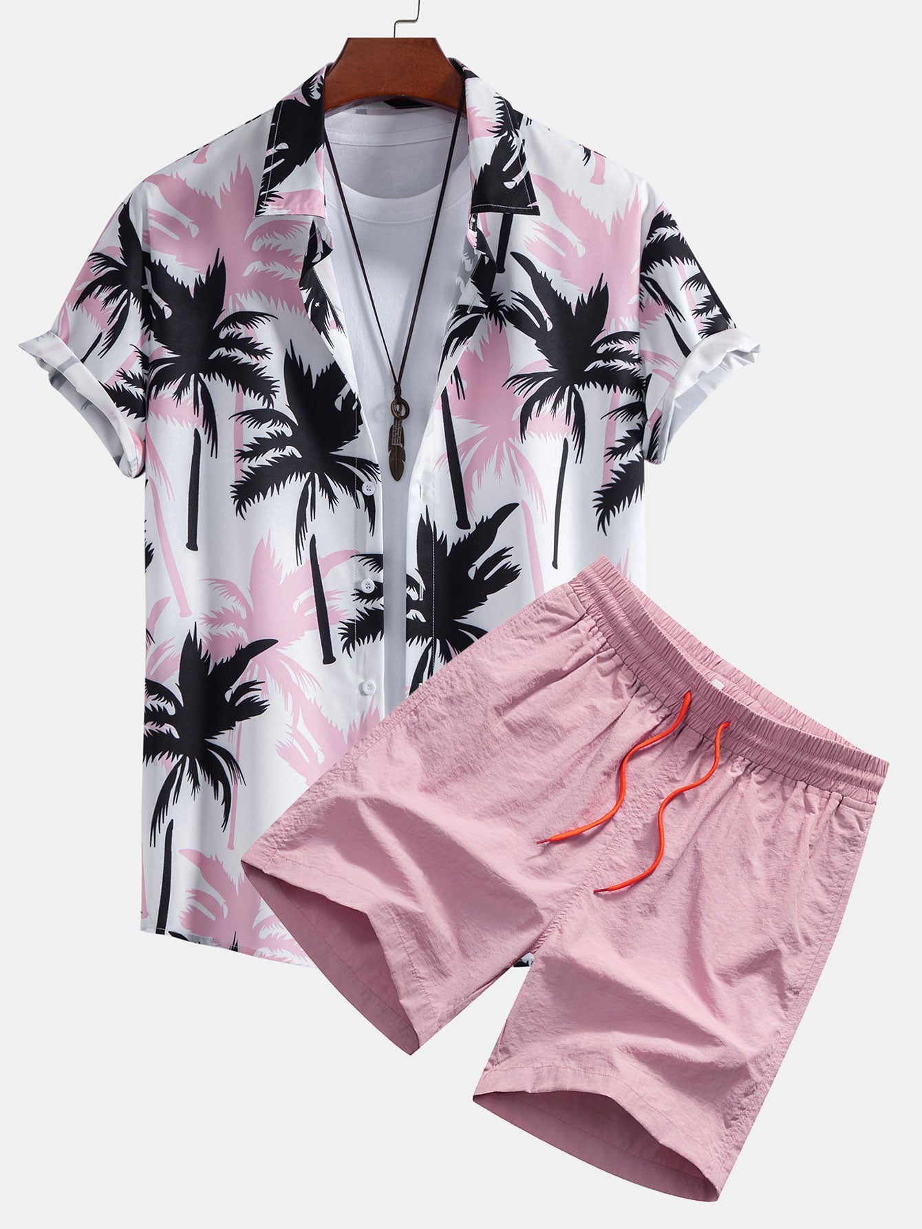 Herre tropisk print skjorte og badeshorts kystnært sommersæt