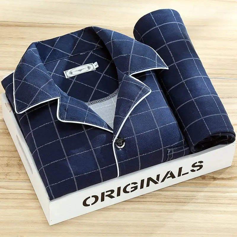 Ensemble de pyjama imprimé pour homme – Vêtement de nuit respirant à boutons, idéal pour la maison et comme cadeau