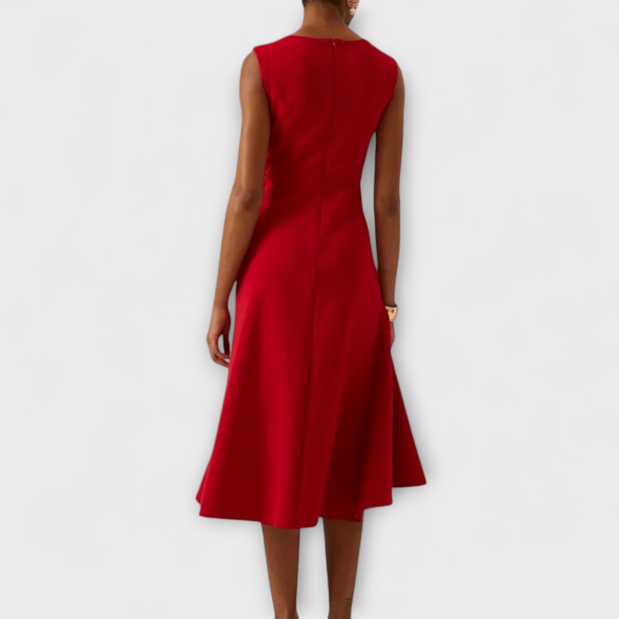 Women’s Sleeveless Midi Dress Asymmetric Draped Evening Style