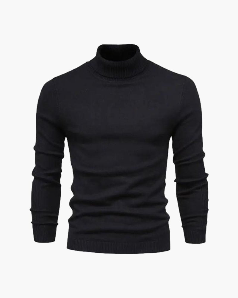 Jersey de cuello alto de punto fino para hombre, corte clásico