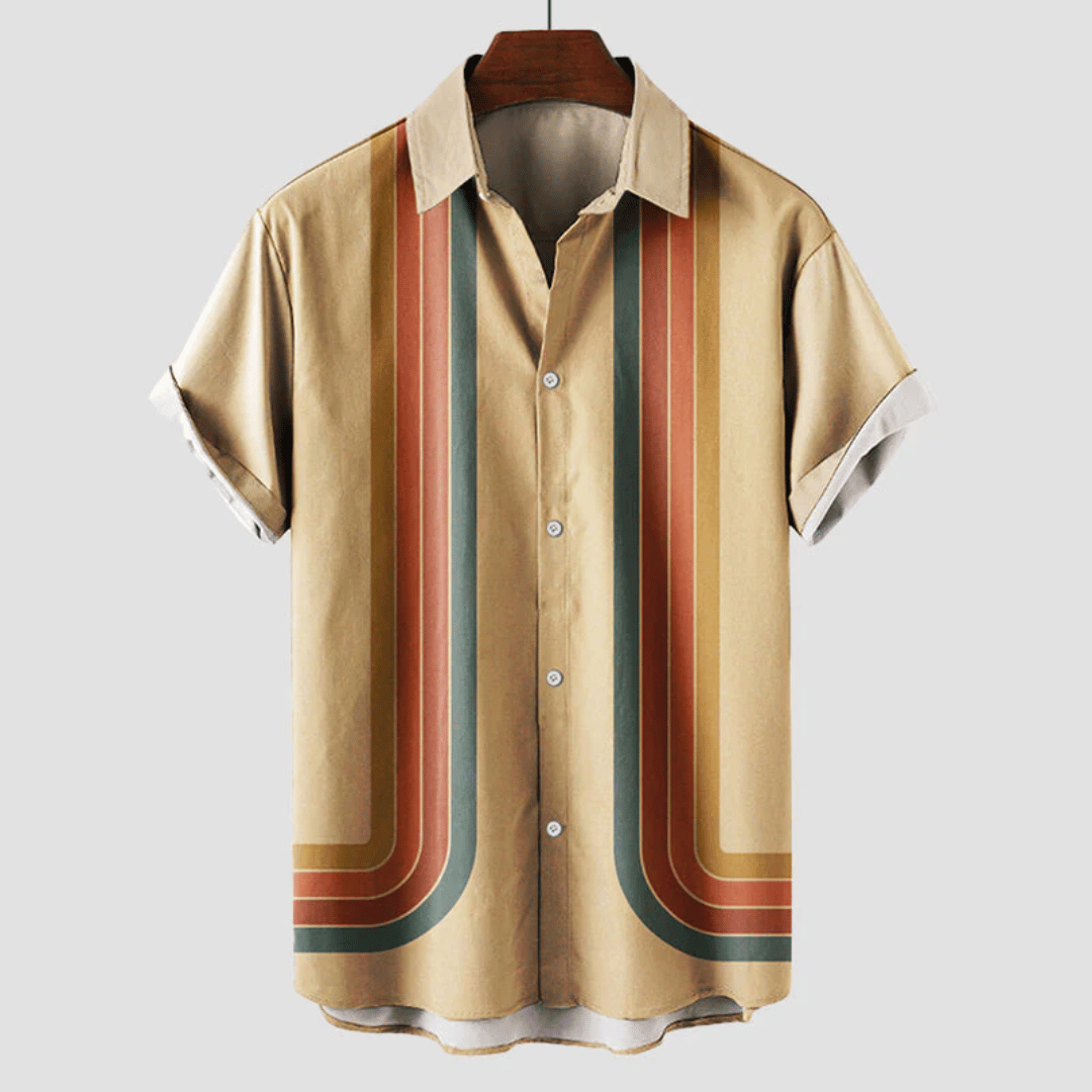 Pánská retro košile s krátkým rukávem a potiskem na léto