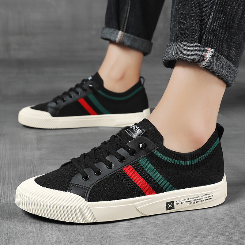 Męskie paskowane dzianinowe sneakersy lekkie codzienne trampki
