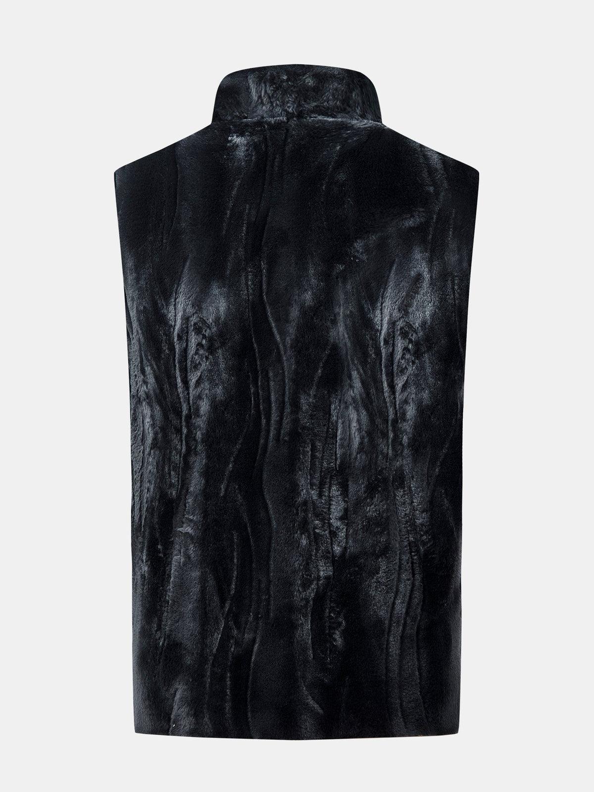 Men’s Plush Faux Fur Zip-Up Gilet with Stand Collar – Soft Sleeveless Winter Bodywarmer for Casual Layering