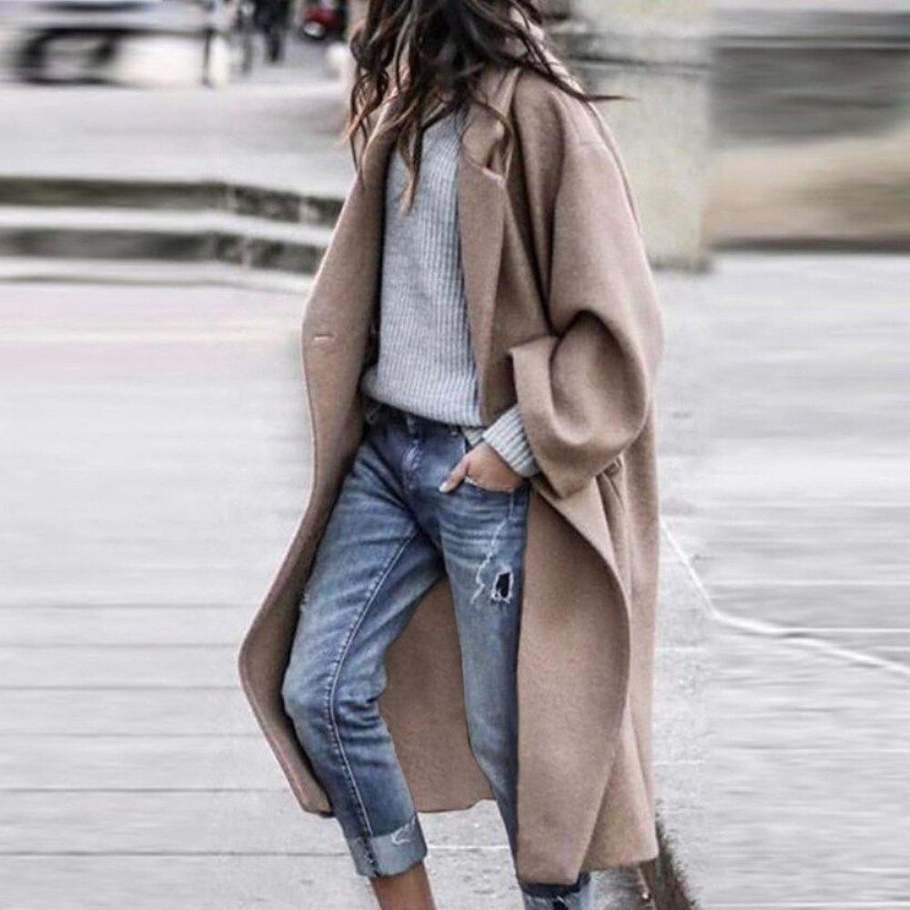 Casaco comprido descontraído de inverno para mulher - Camada macia e drapeada para um estilo casual elegante na cidade, looks de escritório, dias de outono e looks elegantes para o tempo frio69.95